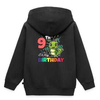 Chenille - Sweat Premium à capuche enfant bio - noir - Dos - AI Model Kid Male (0cm)