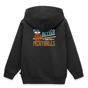 Boulettes de viande Boulettes de viande Cadeau - Sweat Premium à capuche enfant bio - noir - Dos - AI Model Kid Male (0cm)