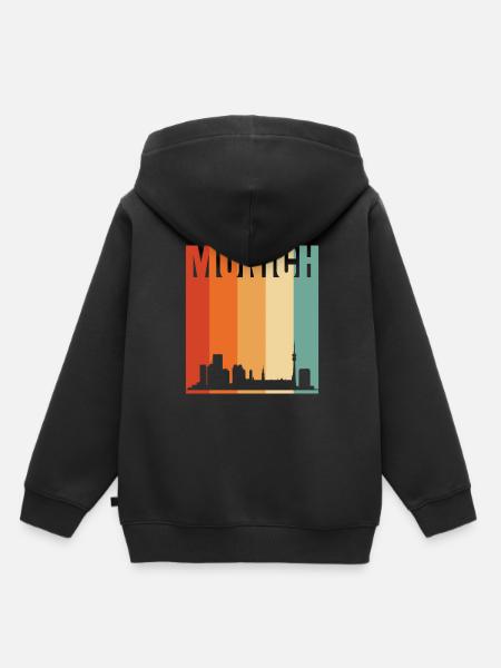 Munich Skyline - Kinder Premium Organic Hoodie - Schwarz