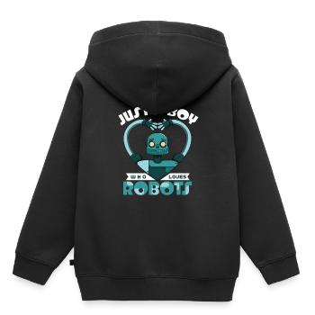 Roboter - Kinder Premium Organic Hoodie - Schwarz - Hinten - AI Model Kid Male (0cm)