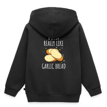 Ail Ail Pain Pain Cadeau alimentaire - Sweat Premium à capuche enfant bio - noir - Dos - AI Model Kid Male (0cm)