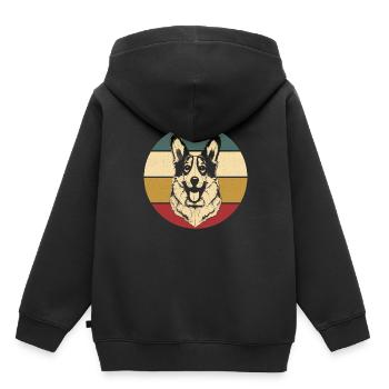 Corgi gallois - Sweat Premium à capuche enfant bio - noir - Dos - AI Model Kid Male (0cm)