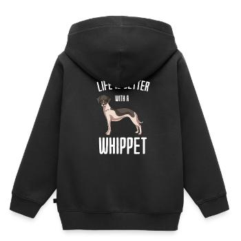 Whippet - Kinder Premium Organic Hoodie - Schwarz - Hinten - AI Model Kid Male (0cm)