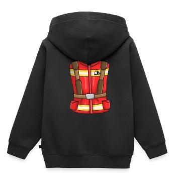 Costume de pompier - Sweat Premium à capuche enfant bio - noir - Dos - AI Model Kid Male (0cm)