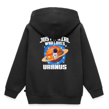 Fille Uranus Cadeau - Sweat Premium à capuche enfant bio - noir - Dos - AI Model Kid Male (0cm)