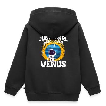 Fille Vénus Cadeau - Sweat Premium à capuche enfant bio - noir - Dos - AI Model Kid Male (0cm)