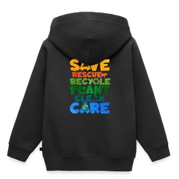 Recyclage - Sweat Premium à capuche enfant bio - noir - Dos - AI Model Kid Male (0cm)