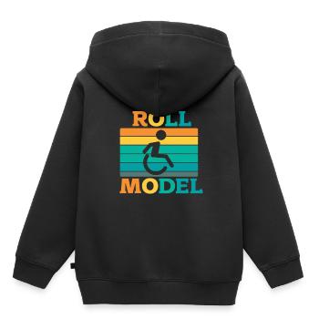 Rollstuhl - Kinder Premium Organic Hoodie - Schwarz - Hinten - AI Model Kid Male (0cm)