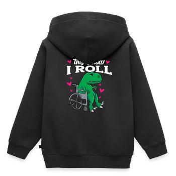 Rollstuhl - Kinder Premium Organic Hoodie - Schwarz - Hinten - AI Model Kid Male (0cm)