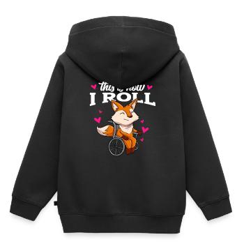 Rollstuhl - Kinder Premium Organic Hoodie - Schwarz - Hinten - AI Model Kid Male (0cm)