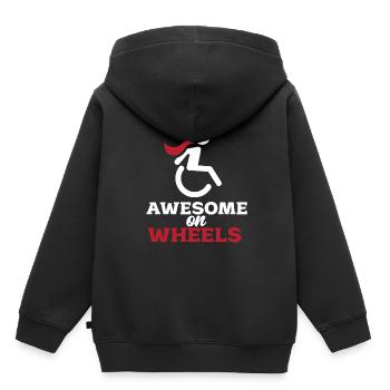 Rollstuhl - Kinder Premium Organic Hoodie - Schwarz - Hinten - AI Model Kid Male (0cm)