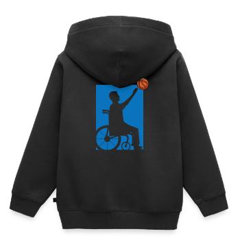Rollstuhl - Kinder Premium Organic Hoodie - Schwarz - Hinten - AI Model Kid Male (0cm)