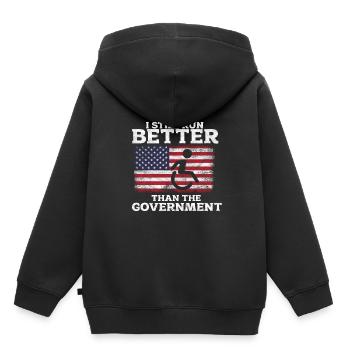 Rollstuhl - Kinder Premium Organic Hoodie - Schwarz - Hinten - AI Model Kid Male (0cm)