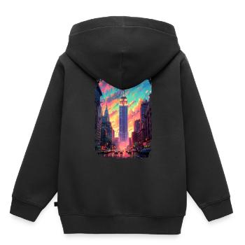 New York - Kinder Premium Organic Hoodie - Schwarz - Hinten - AI Model Kid Male (0cm)