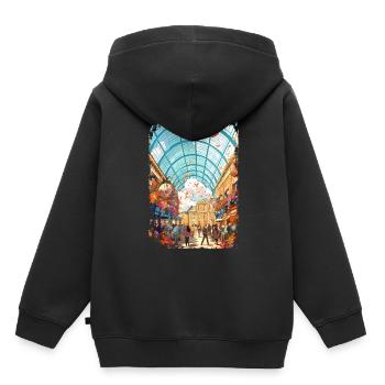 Londres - Sweat Premium à capuche enfant bio - noir - Dos - AI Model Kid Male (0cm)