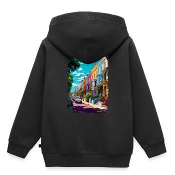 Londres - Sweat Premium à capuche enfant bio - noir - Dos - AI Model Kid Male (0cm)