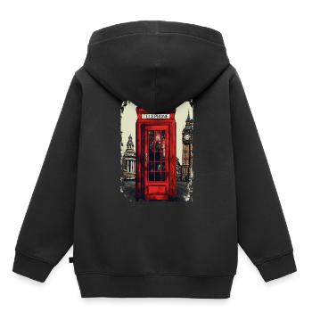 Londres - Sweat Premium à capuche enfant bio - noir - Dos - AI Model Kid Male (0cm)