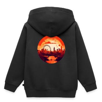 Londres - Sweat Premium à capuche enfant bio - noir - Dos - AI Model Kid Male (0cm)