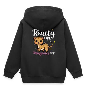 Mangoustes Mangoustes Suricates - Sweat Premium à capuche enfant bio - noir - Dos - AI Model Kid Male (0cm)