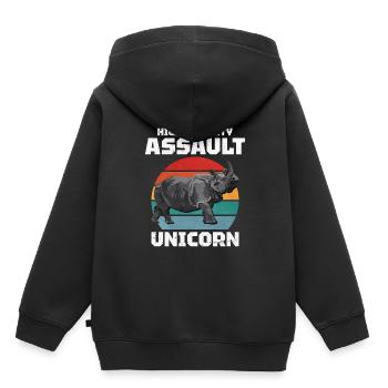 Nashorn - Kinder Premium Organic Hoodie - Schwarz - Hinten - AI Model Kid Male (0cm)