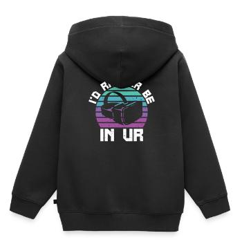 Cadeau VR de réalité virtuelle - Sweat Premium à capuche enfant bio - noir - Dos - AI Model Kid Male (0cm)
