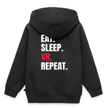 Cadeau VR de réalité virtuelle - Sweat Premium à capuche enfant bio - noir - Dos - AI Model Kid Male (0cm)