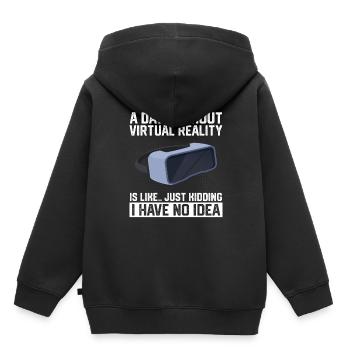 Cadeau VR de réalité virtuelle - Sweat Premium à capuche enfant bio - noir - Dos - AI Model Kid Male (0cm)