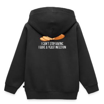 Infection à levures de cuisson - Sweat Premium à capuche enfant bio - noir - Dos - AI Model Kid Male (0cm)