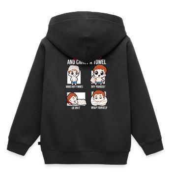 Serviette Holiday Holiday - Sweat Premium à capuche enfant bio - noir - Dos - AI Model Kid Male (0cm)