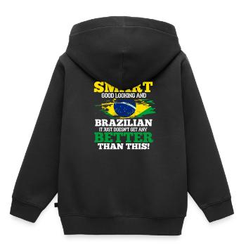 Brésil - Sweat Premium à capuche enfant bio - noir - Dos - AI Model Kid Male (0cm)