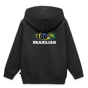 Brasilien - Kinder Premium Organic Hoodie - Schwarz - Hinten - AI Model Kid Male (0cm)