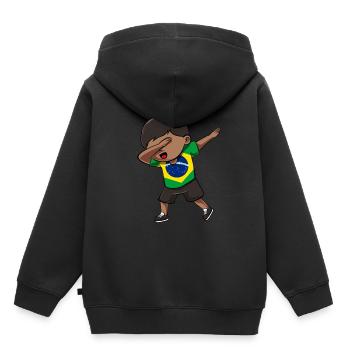 Brésil - Sweat Premium à capuche enfant bio - noir - Dos - AI Model Kid Male (0cm)