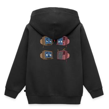 Couple d’amour à la télévision - Sweat Premium à capuche enfant bio - noir - Dos - AI Model Kid Male (0cm)