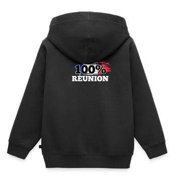 Réunion - Sweat Premium à capuche enfant bio - noir - Dos - AI Model Kid Male (0cm)