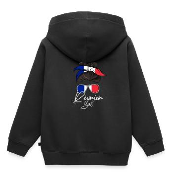 Réunion - Sweat Premium à capuche enfant bio - noir - Dos - AI Model Kid Male (0cm)