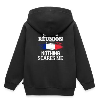 Réunion - Sweat Premium à capuche enfant bio - noir - Dos - AI Model Kid Male (0cm)