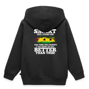 Sao Tome - Kinder Premium Organic Hoodie - Schwarz - Hinten - AI Model Kid Male (0cm)