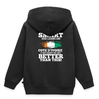 Côte d’Ivoire - Sweat Premium à capuche enfant bio - noir - Dos - AI Model Kid Male (0cm)