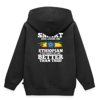 Éthiopie - Sweat Premium à capuche enfant bio - noir - Dos - AI Model Kid Male (0cm)