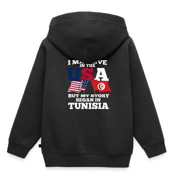 Tunisie - Sweat Premium à capuche enfant bio - noir - Dos - AI Model Kid Male (0cm)