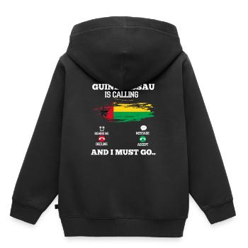 Guinée-Bissau - Sweat Premium à capuche enfant bio - noir - Dos - AI Model Kid Male (0cm)