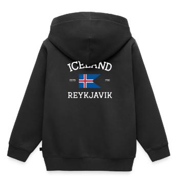 Islande - Sweat Premium à capuche enfant bio - noir - Dos - AI Model Kid Male (0cm)