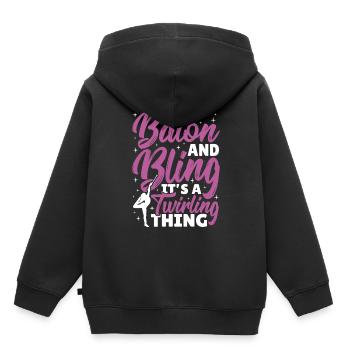 Bâton Twirling Bâton Twirler cadeau - Sweat Premium à capuche enfant bio - noir - Dos - AI Model Kid Male (0cm)