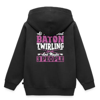 Bâton Twirling Bâton Twirler cadeau - Sweat Premium à capuche enfant bio - noir - Dos - AI Model Kid Male (0cm)
