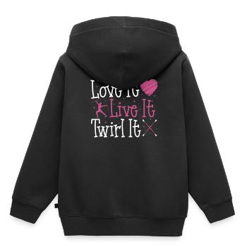 Bâton Twirling Bâton Twirler cadeau - Sweat Premium à capuche enfant bio - noir - Dos - AI Model Kid Male (0cm)