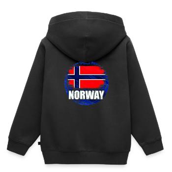 Norwegen - Kinder Premium Organic Hoodie - Schwarz - Hinten - AI Model Kid Male (0cm)