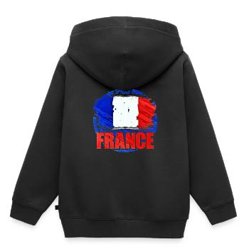 Frankreich - Kinder Premium Organic Hoodie - Schwarz - Hinten - AI Model Kid Male (0cm)