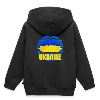 Ukraine - Kinder Premium Organic Hoodie - Schwarz - Hinten - AI Model Kid Male (0cm)