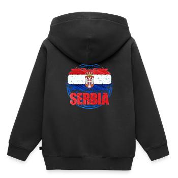 Serbien - Kinder Premium Organic Hoodie - Schwarz - Hinten - AI Model Kid Male (0cm)