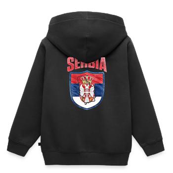 Serbien - Kinder Premium Organic Hoodie - Schwarz - Hinten - AI Model Kid Male (0cm)